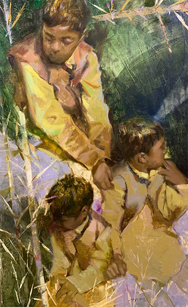 Contemporary Indian painting - portrait study