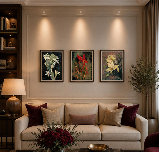 Artwork displayed in a modern living space